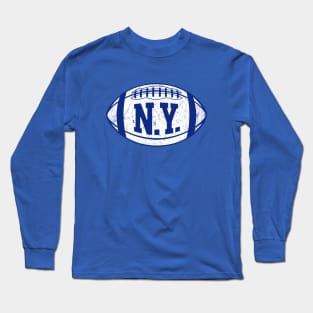 NY Retro Football - Blue Long Sleeve T-Shirt